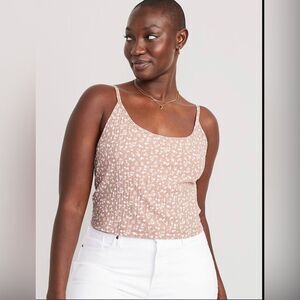 Women’s old navy neutral floral rib knit cropped tank basic relaxation summer